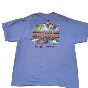 Red Tuna Shirt Club Hooked on Panama T-Shirt Men’s 2X Blue Fishing Tee